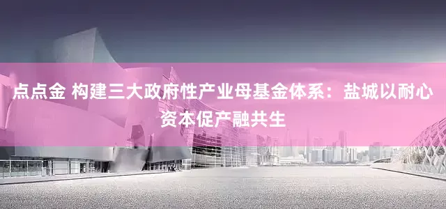 点点金 构建三大政府性产业母基金体系:盐城以耐心资本促产融共生